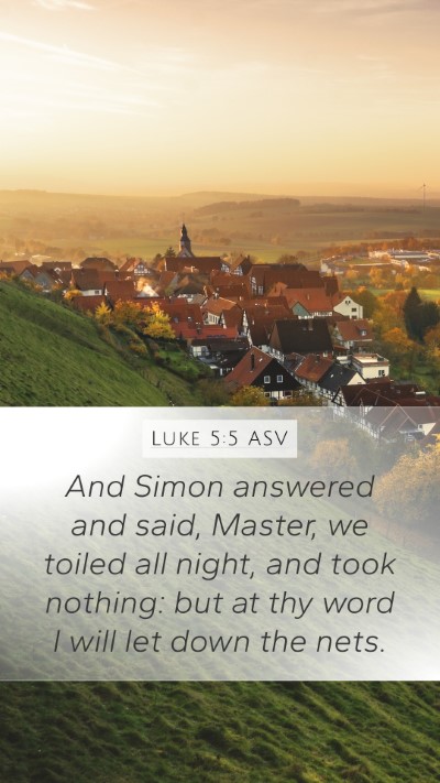 Luke 5:5 ASV Bible Verse Image