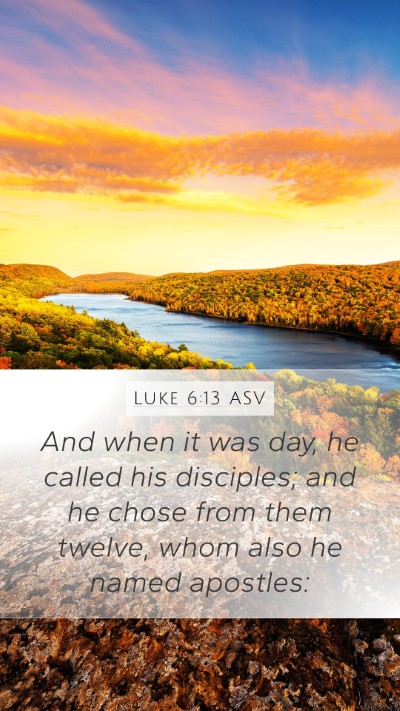 Luke 6:13 ASV Mobile Phone Wallpaper - And when it was day, he called his disciples; and - Mobile Bible Verse Wallpaper
