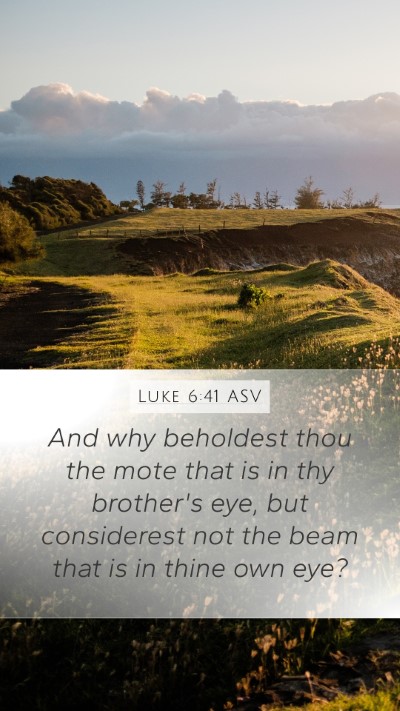 Luke 6:41 ASV Bible Verse Image