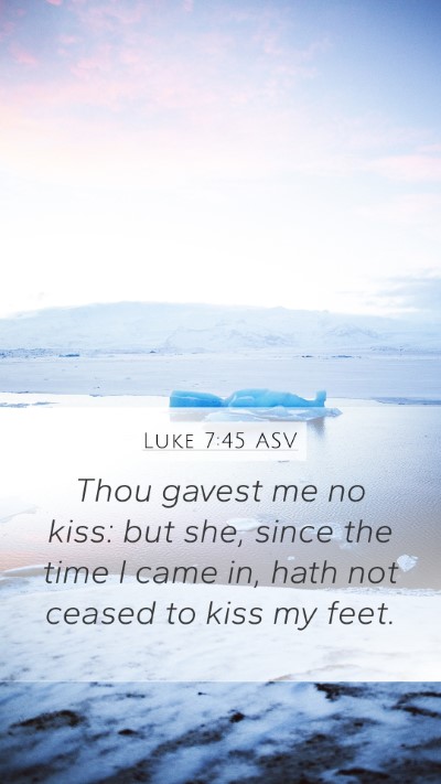 Luke 7:45 ASV Mobile Phone Wallpaper - Thou gavest me no kiss: but she, since the time I - Mobile Bible Verse Wallpaper