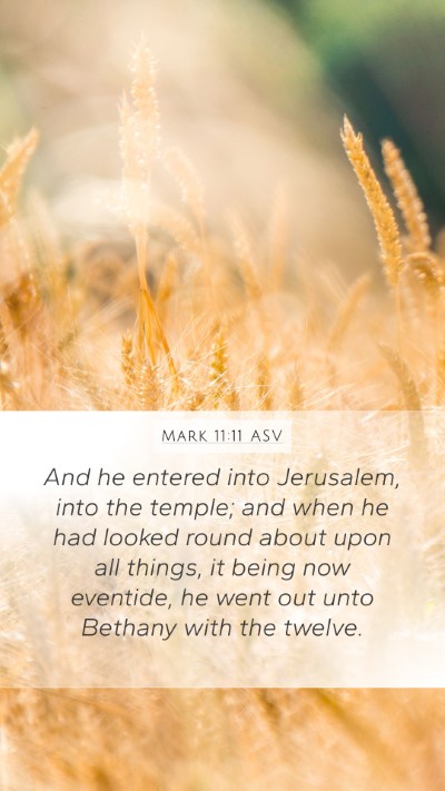 Mark 11:11 ASV Bible Verse Image