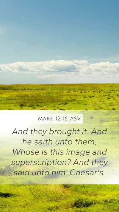 Mark 12:16 ASV Mobile Phone Wallpaper - And they brought it. And he saith unto them, - Mobile Bible Verse Wallpaper