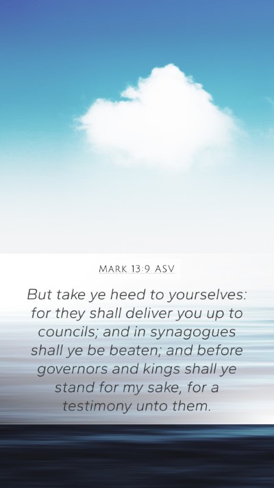 Mark 13:9 ASV Bible Verse Image