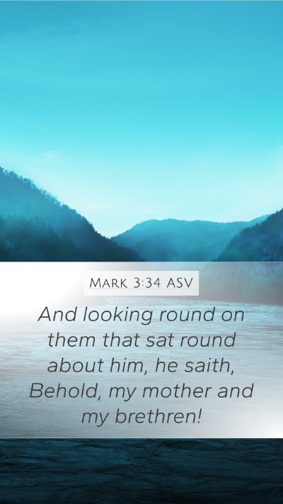 Mark 3:34 ASV Mobile Phone Wallpaper - And looking round on them that sat round about - Mobile Bible Verse Wallpaper