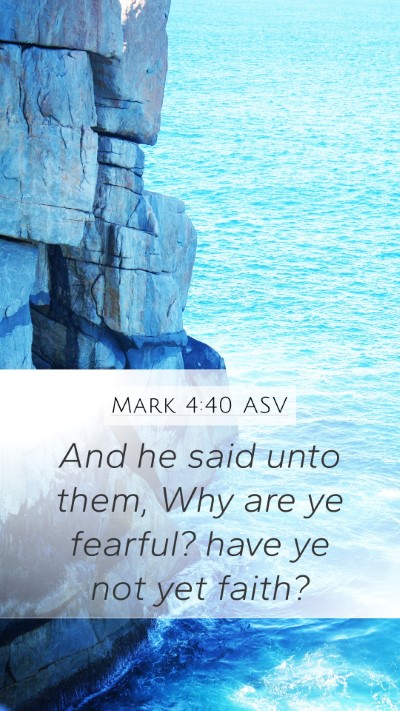 Mark 4:40 ASV Mobile Phone Wallpaper - And he said unto them, Why are ye fearful? have - Mobile Bible Verse Wallpaper