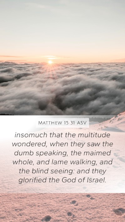 Matthew 15:31 ASV Bible Verse Image