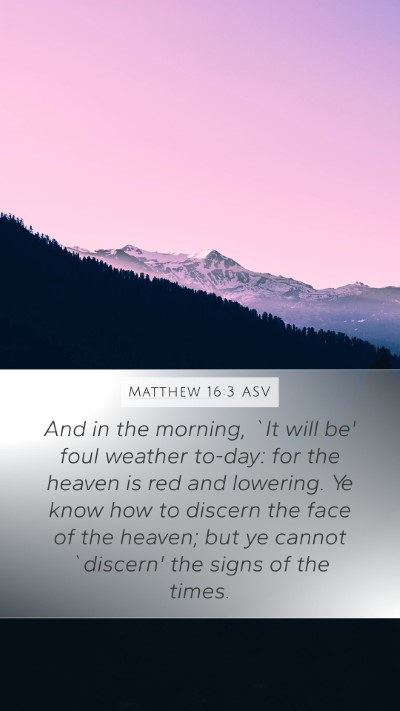 Matthew 16:3 ASV Mobile Phone Wallpaper - And in the morning, `It will be' foul weather - Mobile Bible Verse Wallpaper