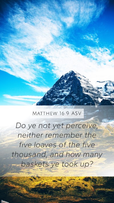 Matthew 16:9 ASV Bible Verse Image