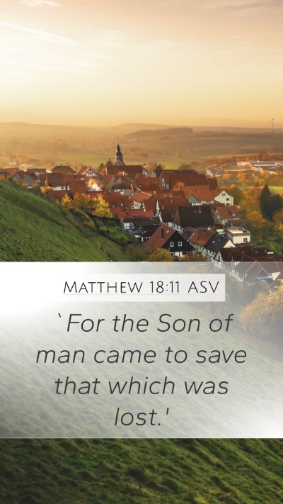 Matthew 18:11 ASV Mobile Phone Wallpaper - `For the Son of man came to save that which was - Mobile Bible Verse Wallpaper