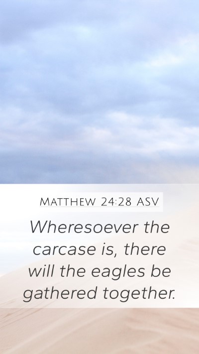 Matthew 24:28 ASV Mobile Phone Wallpaper - Wheresoever the carcase is, there will the eagles - Mobile Bible Verse Wallpaper