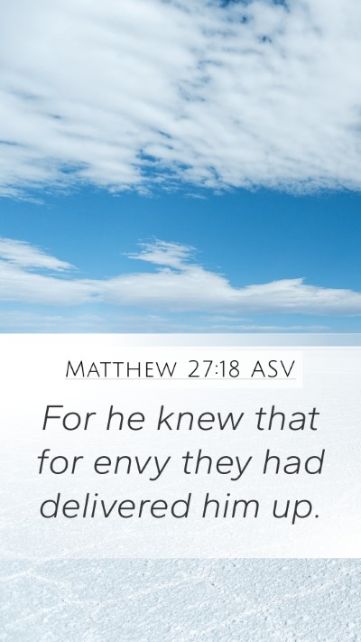 Matthew 27:18 ASV Bible Verse Image