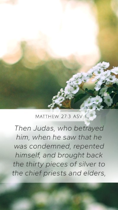 Matthew 27:3 ASV Bible Verse Image