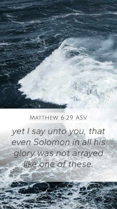 Matthew 6:29 ASV Mobile Phone Wallpaper - yet I say unto you, that even Solomon in all his - Mobile Bible Verse Wallpaper