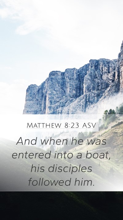 Matthew 8:23 ASV Bible Verse Image