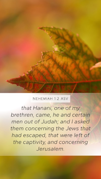 Nehemiah 1:2 ASV Mobile Phone Wallpaper - that Hanani, one of my brethren, came, he and - Mobile Bible Verse Wallpaper