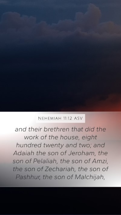 Nehemiah 11:12 ASV Bible Verse Image