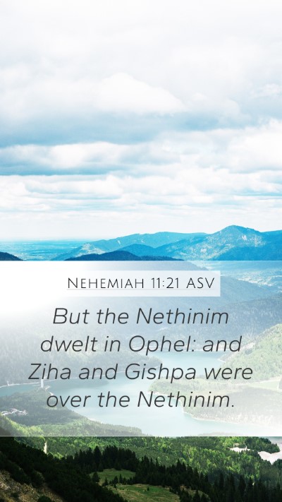 Nehemiah 11:21 ASV Mobile Phone Wallpaper - But the Nethinim dwelt in Ophel: and Ziha and - Mobile Bible Verse Wallpaper
