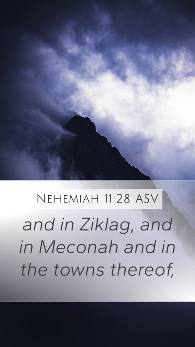Nehemiah 11:28 ASV Mobile Phone Wallpaper - and in Ziklag, and in Meconah and in the towns - Mobile Bible Verse Wallpaper
