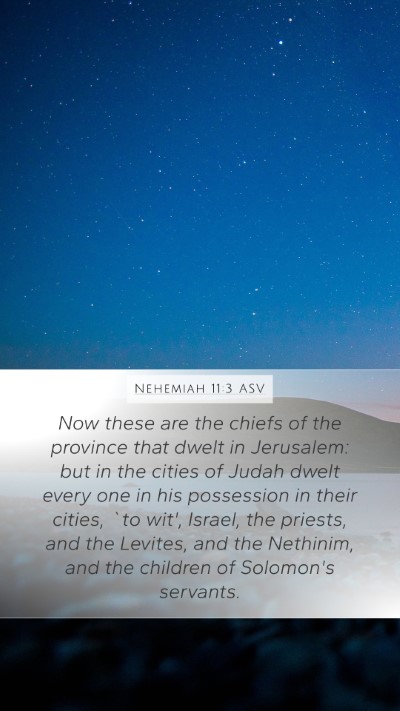 Nehemiah 11:3 ASV Bible Verse Image