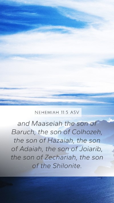 Nehemiah 11:5 ASV Bible Verse Image