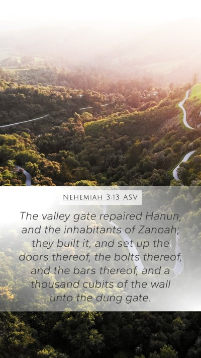 Nehemiah 3:13 ASV Bible Verse Image