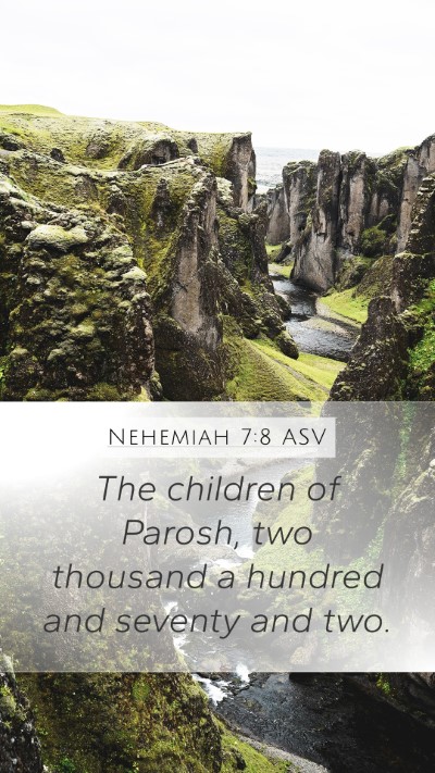 Nehemiah 7:8 ASV Mobile Phone Wallpaper - The children of Parosh, two thousand a hundred - Mobile Bible Verse Wallpaper