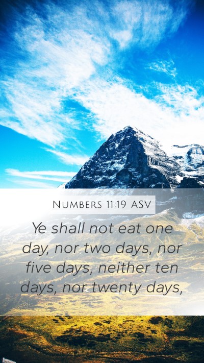 Numbers 11:19 ASV Mobile Phone Wallpaper - Ye shall not eat one day, nor two days, nor five - Mobile Bible Verse Wallpaper