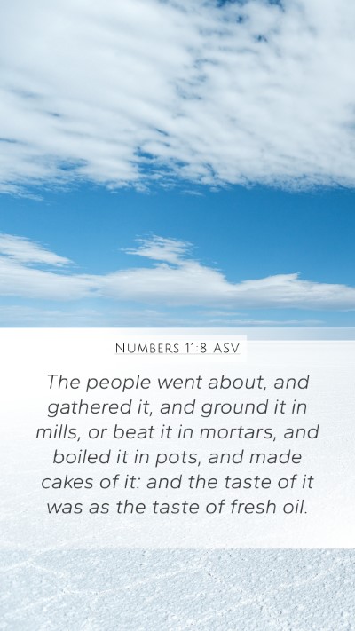 Numbers 11:8 ASV Mobile Phone Wallpaper - The people went about, and gathered it, and - Mobile Bible Verse Wallpaper