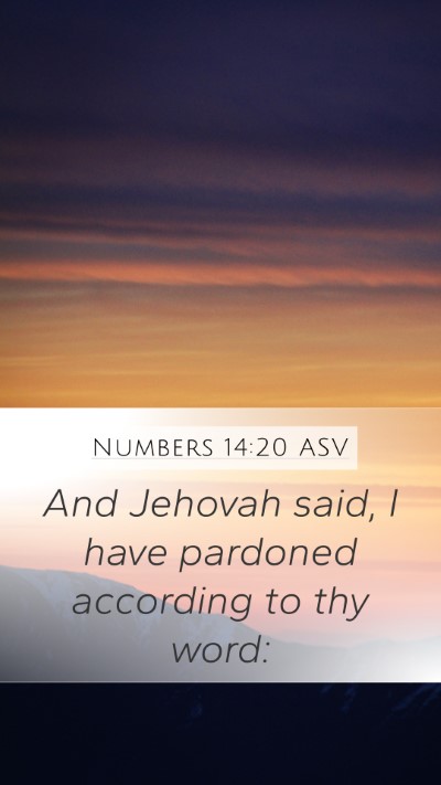 Numbers 14:20 ASV Mobile Phone Wallpaper - And Jehovah said, I have pardoned according to - Mobile Bible Verse Wallpaper