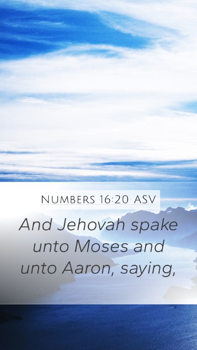 Numbers 16:20 ASV Mobile Phone Wallpaper - And Jehovah spake unto Moses and unto Aaron, - Mobile Bible Verse Wallpaper