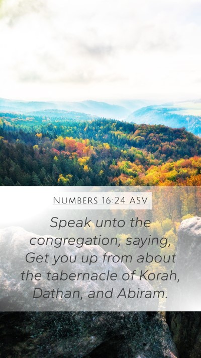 Numbers 16:24 ASV Mobile Phone Wallpaper - Speak unto the congregation, saying, Get you up - Mobile Bible Verse Wallpaper