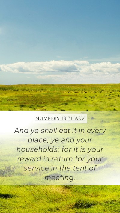 Numbers 18:31 ASV Mobile Phone Wallpaper - And ye shall eat it in every place, ye and your - Mobile Bible Verse Wallpaper