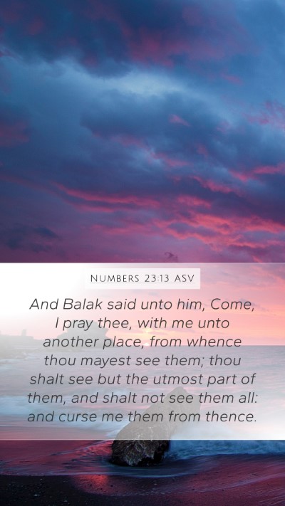 Numbers 23:13 ASV Mobile Phone Wallpaper - And Balak said unto him, Come, I pray thee, with - Mobile Bible Verse Wallpaper