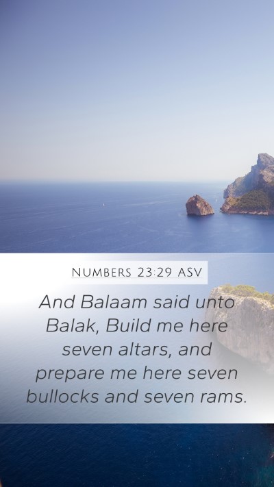 Numbers 23:29 ASV Bible Verse Image