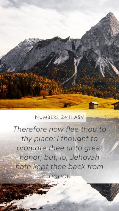 Numbers 24:11 ASV Bible Verse Image
