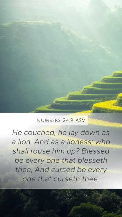 Numbers 24:9 ASV Mobile Phone Wallpaper - He couched, he lay down as a lion, And as a - Mobile Bible Verse Wallpaper