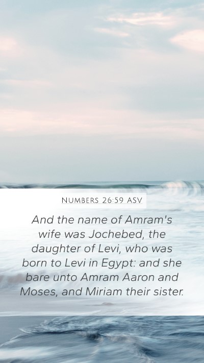 Numbers 26:59 ASV Mobile Phone Wallpaper - And the name of Amram's wife was Jochebed, the - Mobile Bible Verse Wallpaper