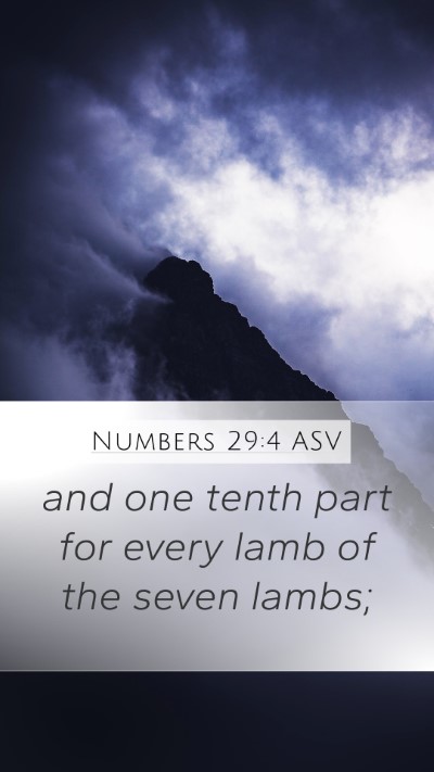 Numbers 29:4 ASV Mobile Phone Wallpaper - and one tenth part for every lamb of the seven - Mobile Bible Verse Wallpaper