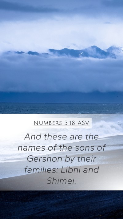 Numbers 3:18 ASV Mobile Phone Wallpaper - And these are the names of the sons of Gershon by - Mobile Bible Verse Wallpaper
