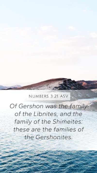 Numbers 3:21 ASV Mobile Phone Wallpaper - Of Gershon was the family of the Libnites, and - Mobile Bible Verse Wallpaper