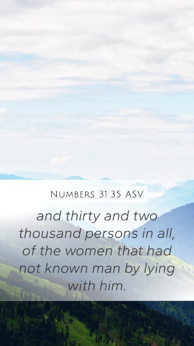 Numbers 31:35 ASV Mobile Phone Wallpaper - and thirty and two thousand persons in all, of - Mobile Bible Verse Wallpaper