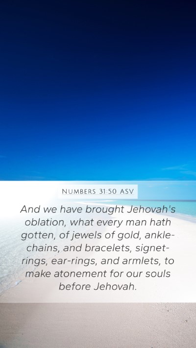 Numbers 31:50 ASV Bible Verse Image