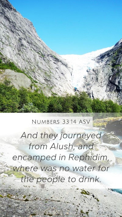 Numbers 33:14 ASV Mobile Phone Wallpaper - And they journeyed from Alush, and encamped in - Mobile Bible Verse Wallpaper