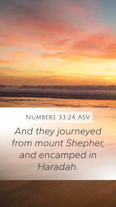 Numbers 33:24 ASV Mobile Phone Wallpaper - And they journeyed from mount Shepher, and - Mobile Bible Verse Wallpaper