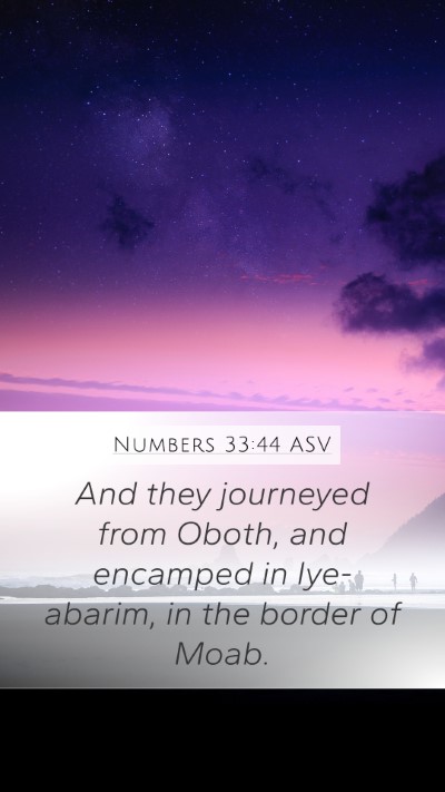 Numbers 33:44 ASV Mobile Phone Wallpaper - And they journeyed from Oboth, and encamped in - Mobile Bible Verse Wallpaper