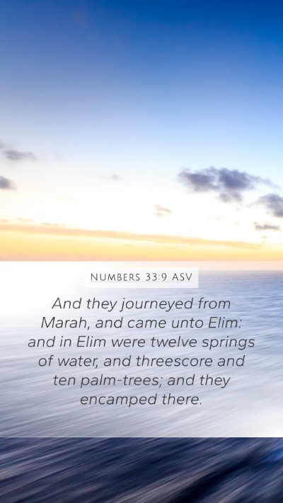 Numbers 33:9 ASV Mobile Phone Wallpaper - And they journeyed from Marah, and came unto - Mobile Bible Verse Wallpaper
