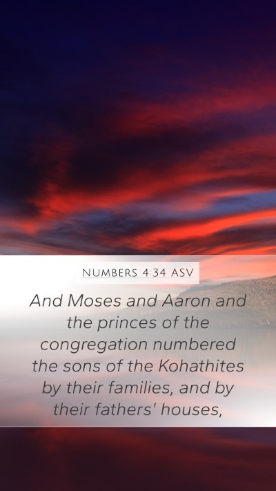 Numbers 4:34 ASV Mobile Phone Wallpaper - And Moses and Aaron and the princes of the - Mobile Bible Verse Wallpaper