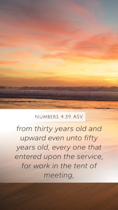Numbers 4:39 ASV Mobile Phone Wallpaper - from thirty years old and upward even unto fifty - Mobile Bible Verse Wallpaper
