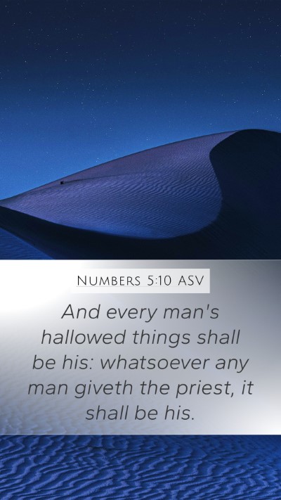 Numbers 5:10 ASV Mobile Phone Wallpaper - And every man's hallowed things shall be his: - Mobile Bible Verse Wallpaper