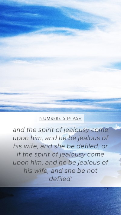 Numbers 5:14 ASV Mobile Phone Wallpaper - and the spirit of jealousy come upon him, and he - Mobile Bible Verse Wallpaper